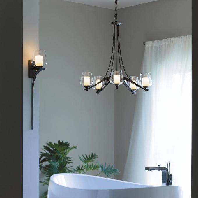 Shop Ribbon Chandelier with Clear Glass by Hubbardton Forge, Antasia Wall Sconce No. 204712 by Hubbardton Forge and more